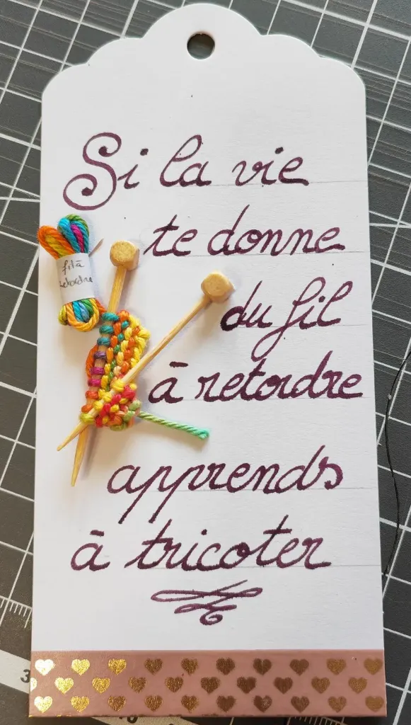 Signet "apprends à tricoter"